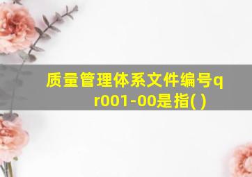 质量管理体系文件编号qr001-00是指( )